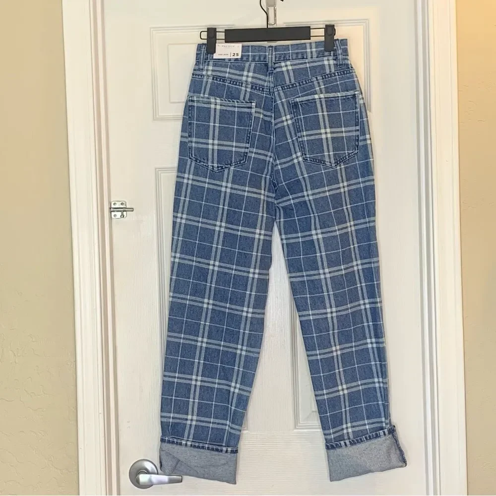 Pacsun Dad Jeans Plaid High Rise Size 25